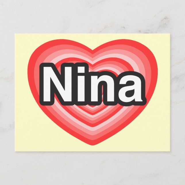 Ich Liebe Nina. Ich Liebe dich Nina. Herz Postkarte (Vorderseite)