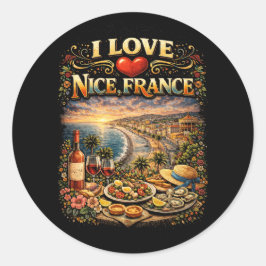 Ich liebe Nizza Runder Aufkleber