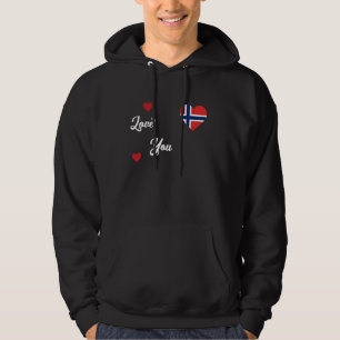 Ich Liebe Norwegen mit norwegischer Flagge im Herz Hoodie