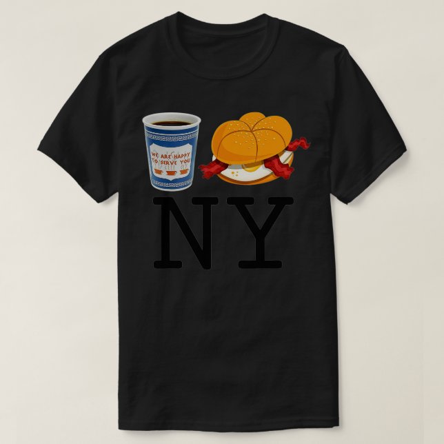 Ich Liebe NY New York Bacon Ei und Käse und Kaffee T-Shirt (Design vorne)