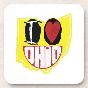 Ich Liebe Ohio lächelnd glückliches Gesicht Getränkeuntersetzer