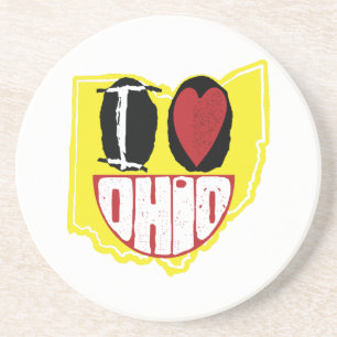 Ich Liebe Ohio lächelnd glückliches Gesicht Getränkeuntersetzer