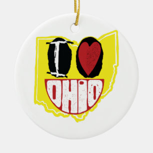 Ich Liebe Ohio lächelnd glückliches Gesicht Keramik Ornament