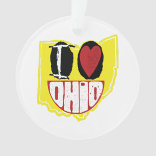 Ich Liebe Ohio lächelnd glückliches Gesicht Ornament