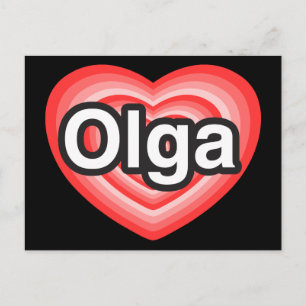 Ich liebe Olga. Ich liebe dich Olga. Herz Postkarte