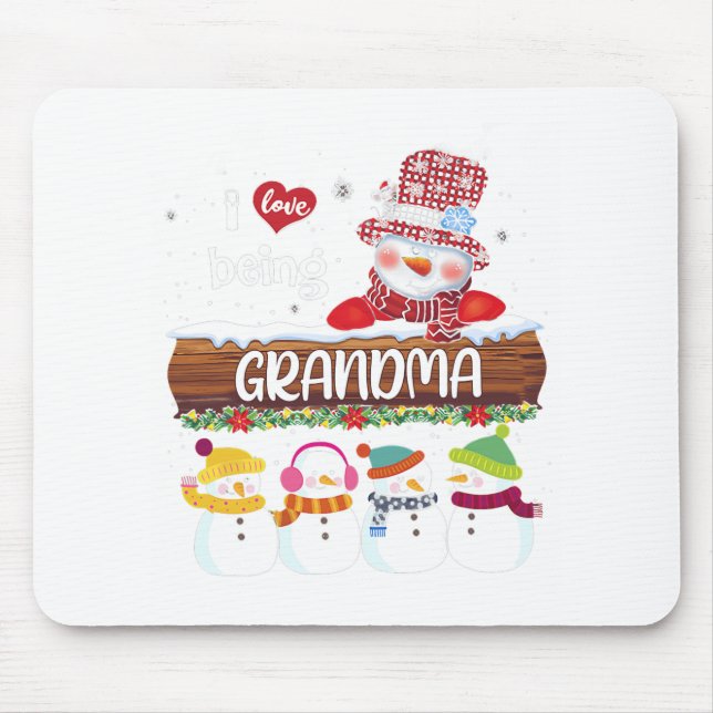 Ich Liebe Oma Snowman Weihnachtsfamilie Weihnachte Mousepad (Vorne)