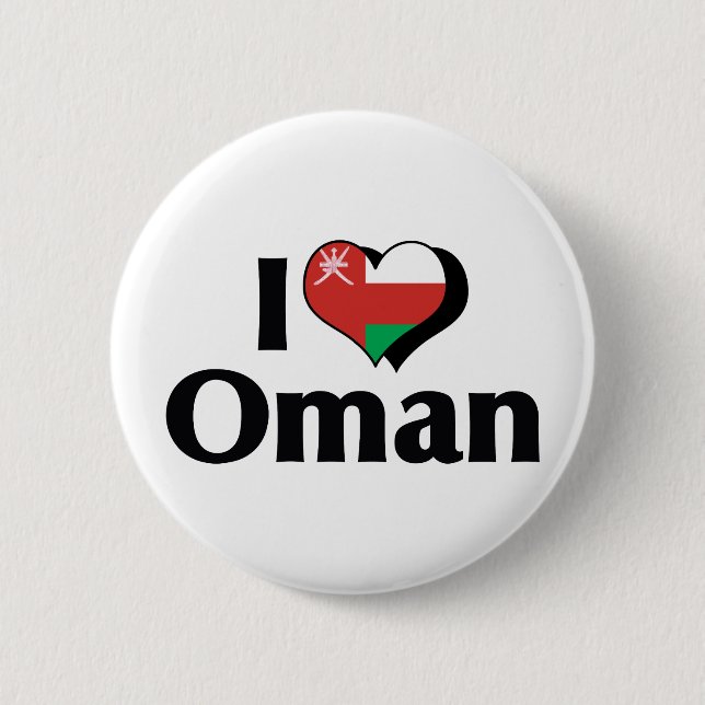 Ich liebe Oman-Flagge Button (Vorderseite)