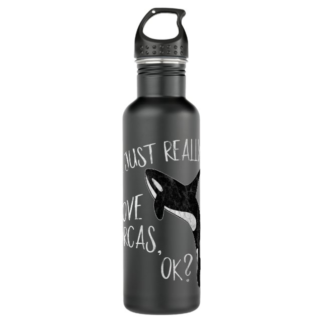 Ich Liebe Orcas, Ok Killer Whale Lover oder Edelstahlflasche (Vorderseite)