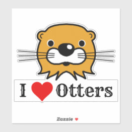 Ich Liebe. Otters Kopfaufkleber Aufkleber