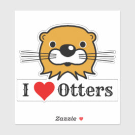 Ich Liebe. Otters Kopfaufkleber Aufkleber