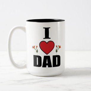 Ich liebe Papa Herz- und Blumendesign-Geschenk zum Zweifarbige Tasse