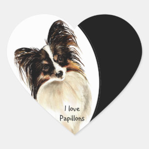 Ich Liebe Papillons Dog, Haustier mit Herz Herz-Aufkleber