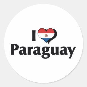 Ich liebe Paraguay-Flagge Runder Aufkleber