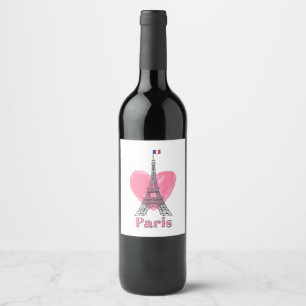 Ich liebe Paris Eiffelturm Frankreich Geschenk Weinetikett