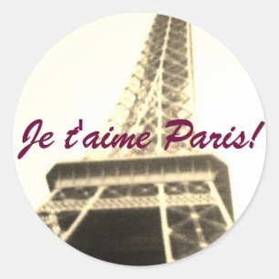 Ich Liebe Paris! Je t'aime Paris! Runder Aufkleber