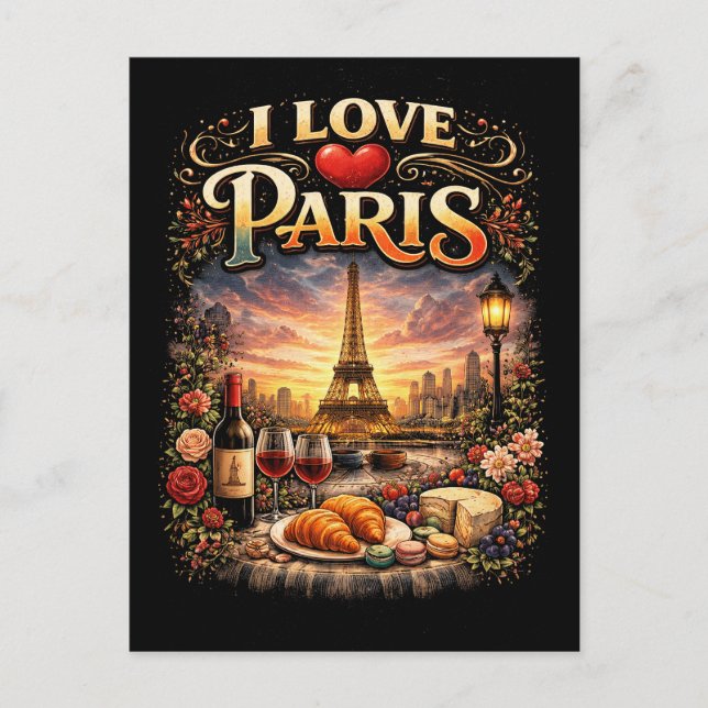 Ich liebe Paris Postkarte (Vorderseite)