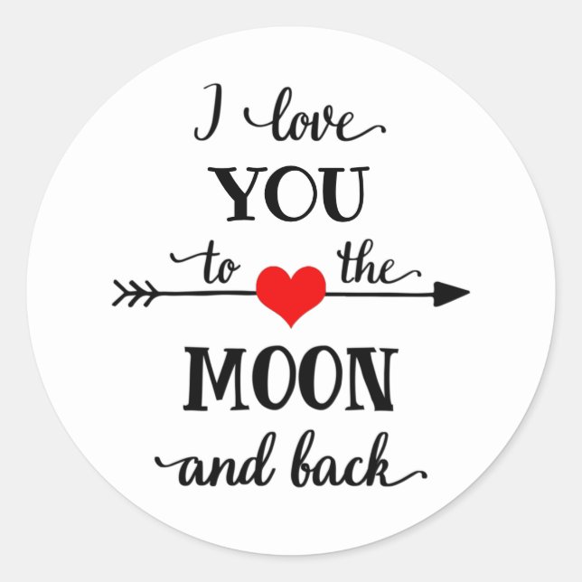 Ich Liebe personalisiert zum Mond und zurück Runder Aufkleber (Vorderseite)