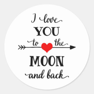 Ich Liebe personalisiert zum Mond und zurück Runder Aufkleber