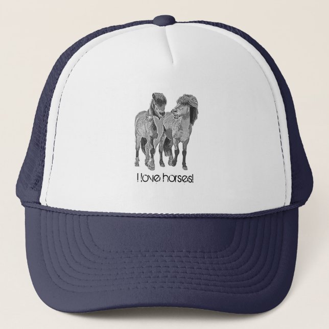 Ich Liebe Pferde! Niedliche isländische Ponys Truckerkappe (Vorderseite)