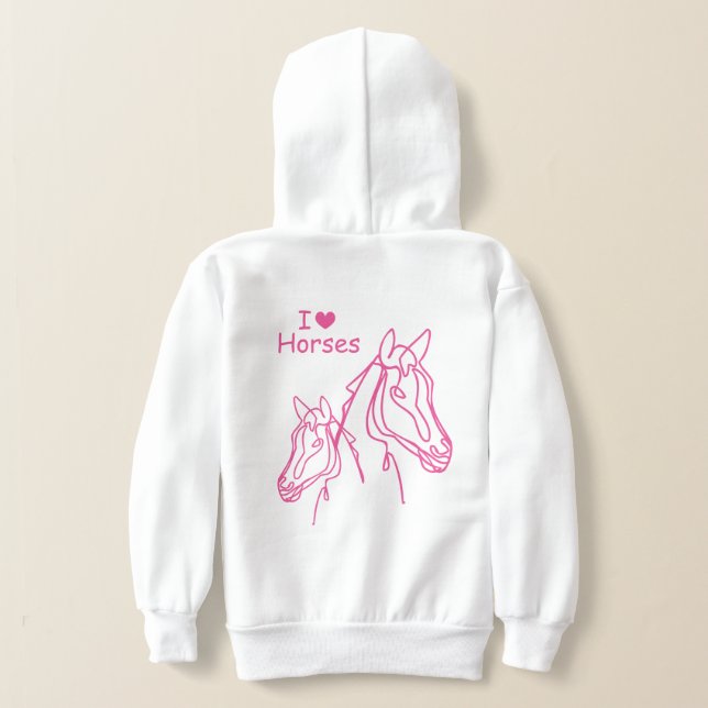 Ich Liebe Pferde niedlichen Mädchenkleidung für Ki Hoodie (AblageHinten)