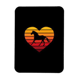 Ich liebe Pferde Retro Herz Magnet