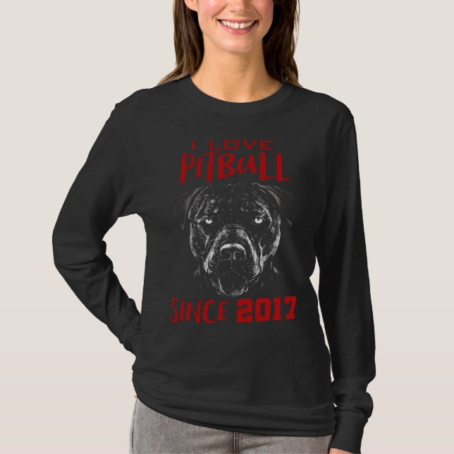 Ich liebe Pitbull seit 2017 T-Shirt (Vorderseite)