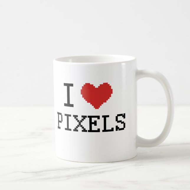 Ich liebe Pixel / Ich mag Pixel Kaffeetasse (Rechts)