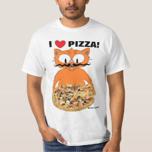 Ich liebe Pizza! Lustige süße Cartoon-Schnurrbart- T-Shirt