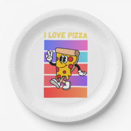 Ich Liebe Pizza. Pappteller