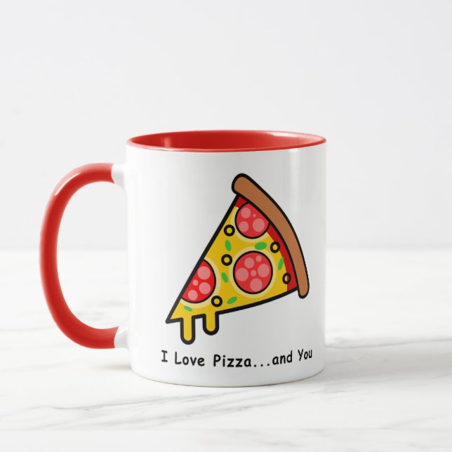 Ich Liebe Pizza.und Sie Funny Tasse (Links)