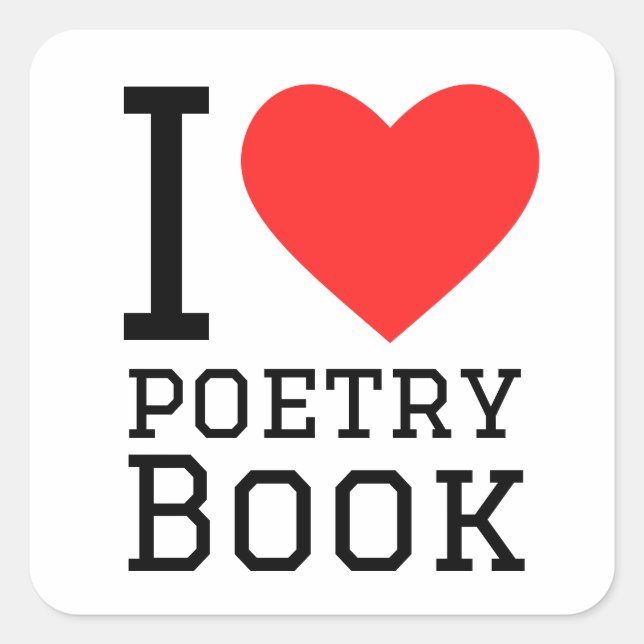Ich Liebe Poesie Buch Quadratischer Aufkleber (Vorderseite)