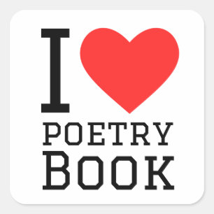 Ich Liebe Poesie Buch Quadratischer Aufkleber