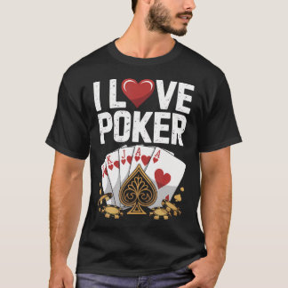 Ich liebe Poker Karten Klassisches Pik Herz T-Shirt