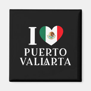Ich liebe Puerto Vallarta Herz Mexiko-Flagge Magnet