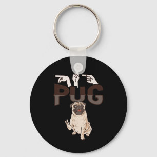 Ich liebe Pug ASL-Handgeste Gehörlosigkeit Hörverl Schlüsselanhänger