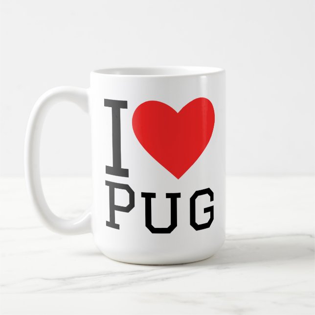 Ich liebe Pug  Kaffeetasse (Links)