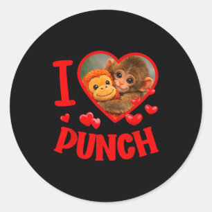 Ich liebe Punch süßen Baby-Affen Punch Runder Aufkleber