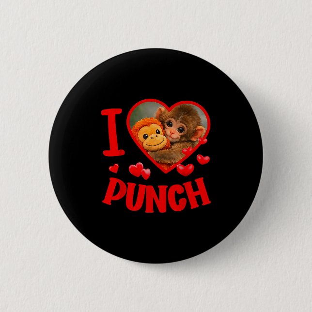 Ich liebe Punch süßen Baby-Affen-Schlag  Button (Vorderseite)