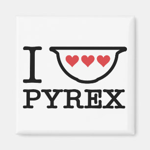 Ich liebe Pyrex - Schüssel mit Herzen (Schwarz) Magnet