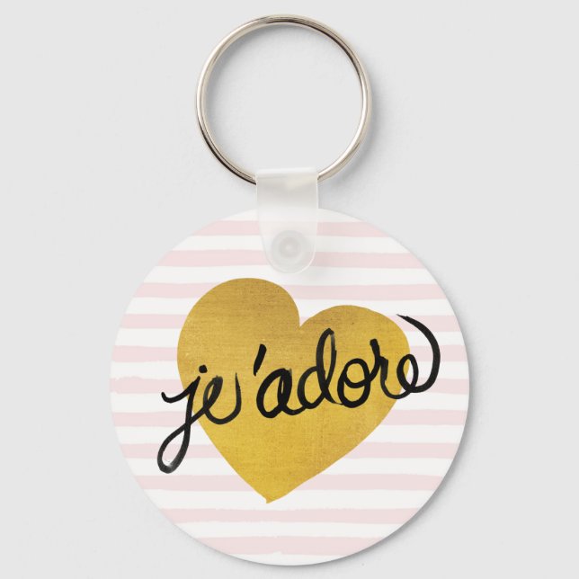 Ich liebe Quote Black & Gold Heart Schlüsselanhänger (Vorderseite)