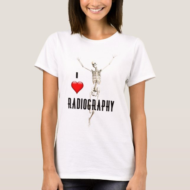 "Ich Liebe-Radiographie" mit dem freudigen Skelett T-Shirt (Vorderseite)