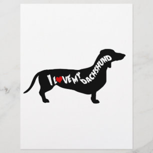Ich liebe Red Heart meine Dachshund-Silhouette