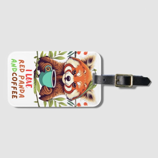 Ich Liebe Red Panda und Kaffee Gepäckanhänger (Vorderseite (Horizontal))