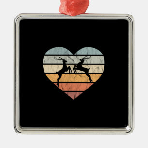 Ich liebe Retro-Herzhirsche für Jäger Ornament Aus Metall