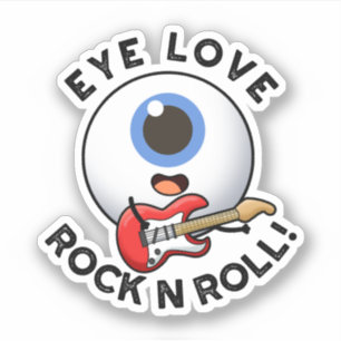 Ich liebe Rock And Roll Lustiger Augen Pun  Aufkleber
