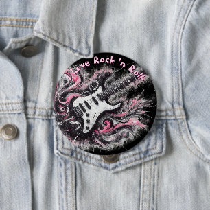 Ich liebe Rock N Roll E-Gitarre Personalisiert Button