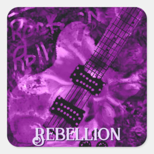 Ich liebe Rock 'N Roll E-Gitarre Personalisiert Quadratischer Aufkleber
