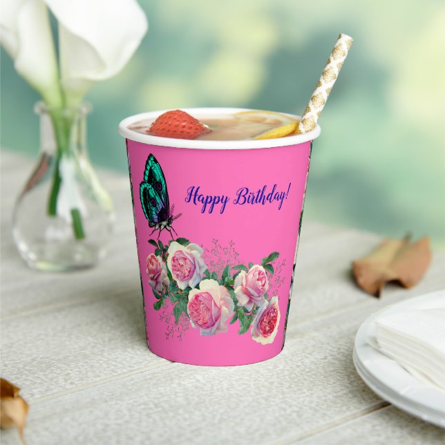 Ich Liebe Rosa Birthdays Papier Cups Pappbecher (In Situ)
