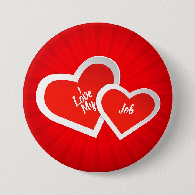 "Ich Liebe-" rote u. weiß, niedliche Herzen. Button (Vorderseite)