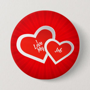 "Ich Liebe-" rote u. weiß, niedliche Herzen. Button